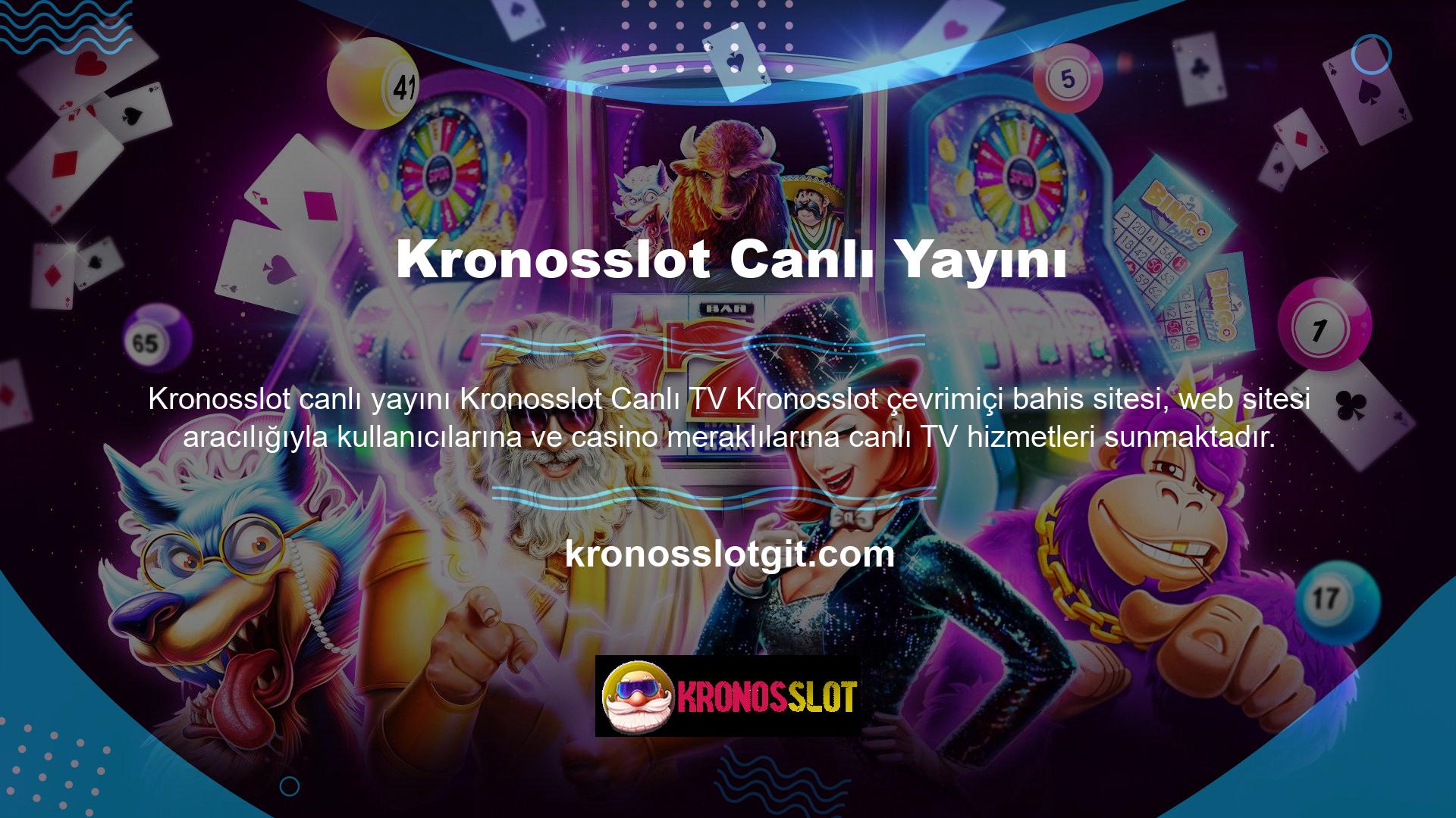 Kronosslot Canlı TV, site kullanıcılarına dünya çapındaki spor karşılaşmalarını canlı izleme, bahis yapma ve takip etme olanağı sunmaktadır